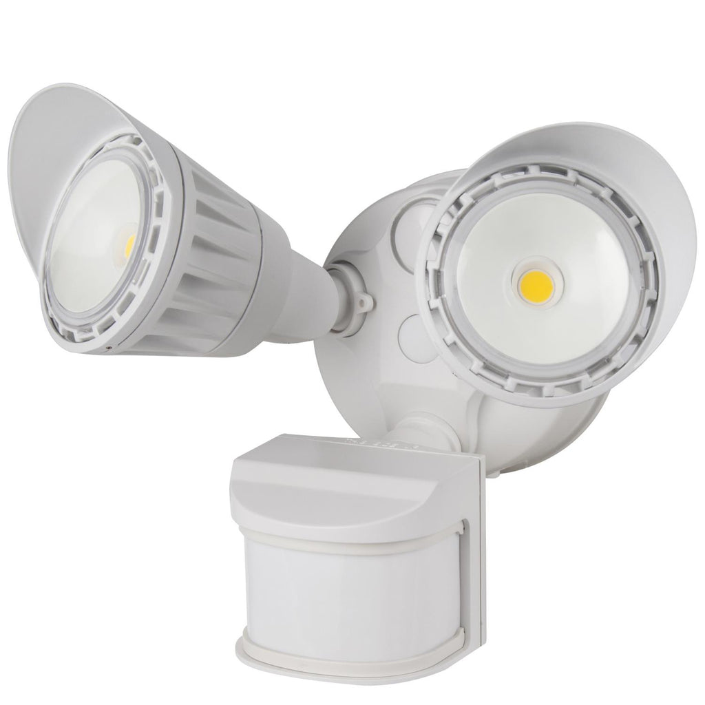 SUNLITE 20W LED Dual Head Security Light with Motion Sensor and Photocell White 3000K Warm White
