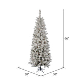 Vickerman 5.5Ft. Flocked White on Green 252T Christmas Tree 200 Multi-color LED - BulbAmerica