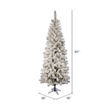 Vickerman 7.5Ft. Flocked White on Green 438T Christmas Tree 300 Clear Dura-Lit - BulbAmerica