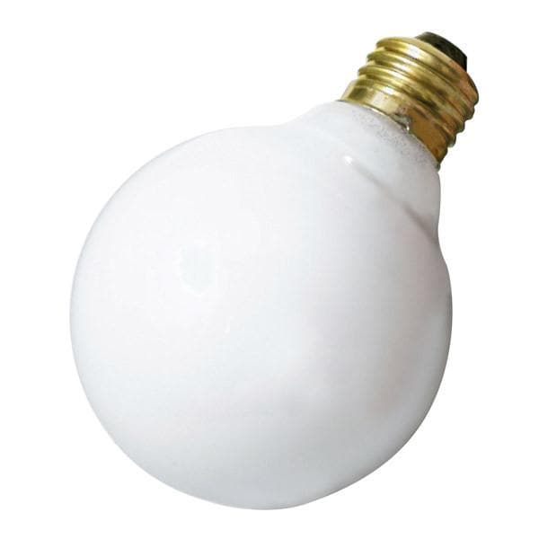 Satco A4142 60W 130V Globe G25 Gloss White E26 Base Incandescent lamp - 3 Bulbs