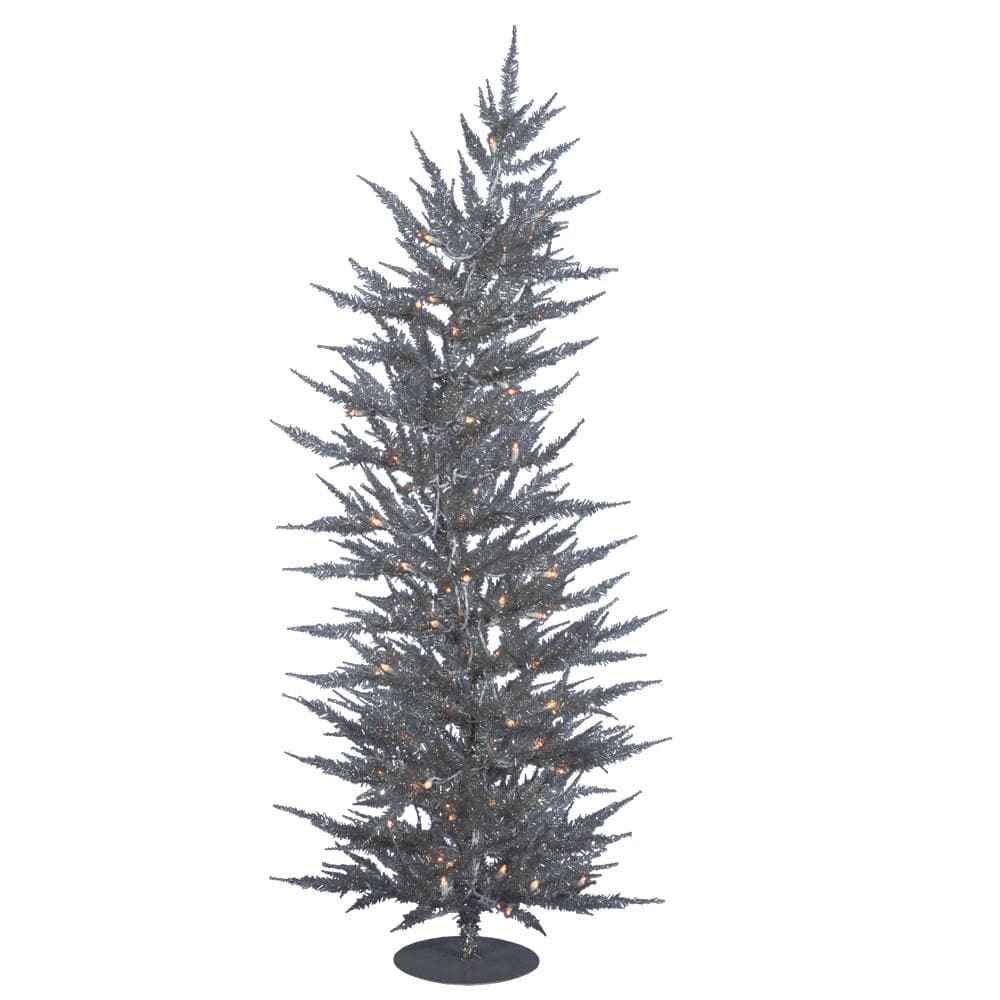 Vickerman 5Ft. Silver 889 Tips Christmas Tree 100 Clear Mini Lights