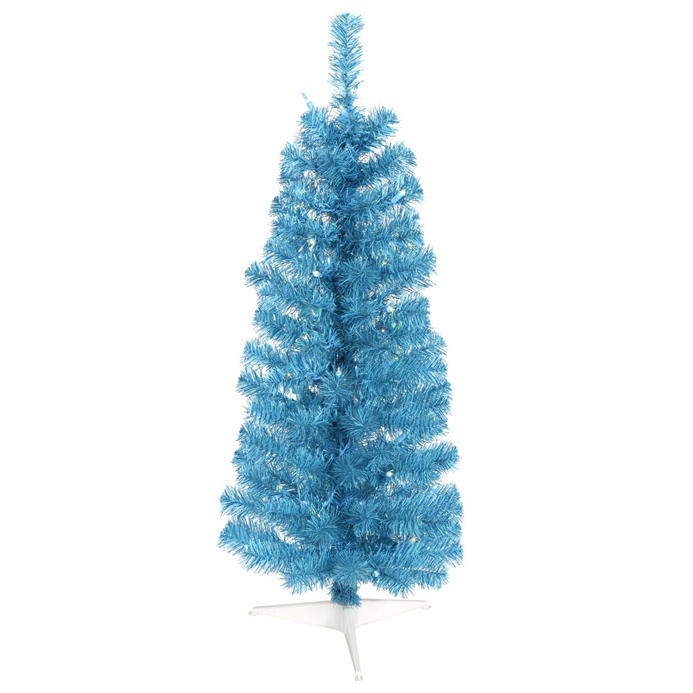 Vickerman 3' Sky Blue Pencil Tree - 50 Blue Lights - 109 PVC Tip - Plastic Stand