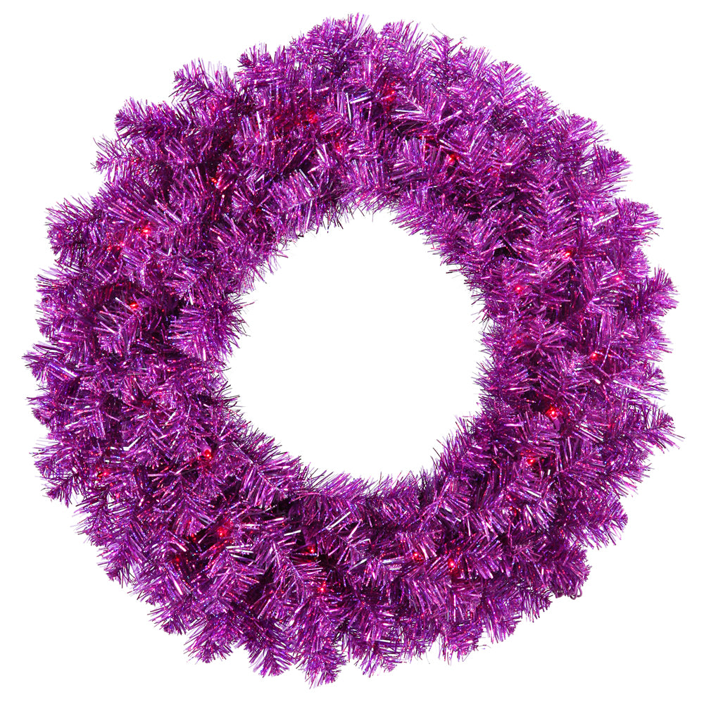 Vickerman 24in. Purple 180 Tips Wreath 50 Purple Mini Lights