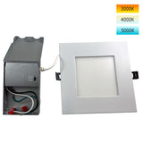 6in 14W LED Square Downlight 3K/4K/5K Selectable CCT Low Profile Dimmable - 65W Replacement