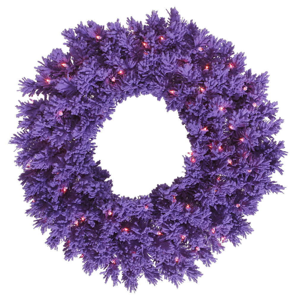 Vickerman 30in. Purple 180 Tips Wreath 70 Purple Mini Lights