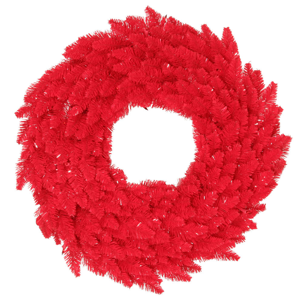 30" Red Fir Artificial Wreath - 260 PVC Tips 100 Red Dura-Lit Italian LED Lights