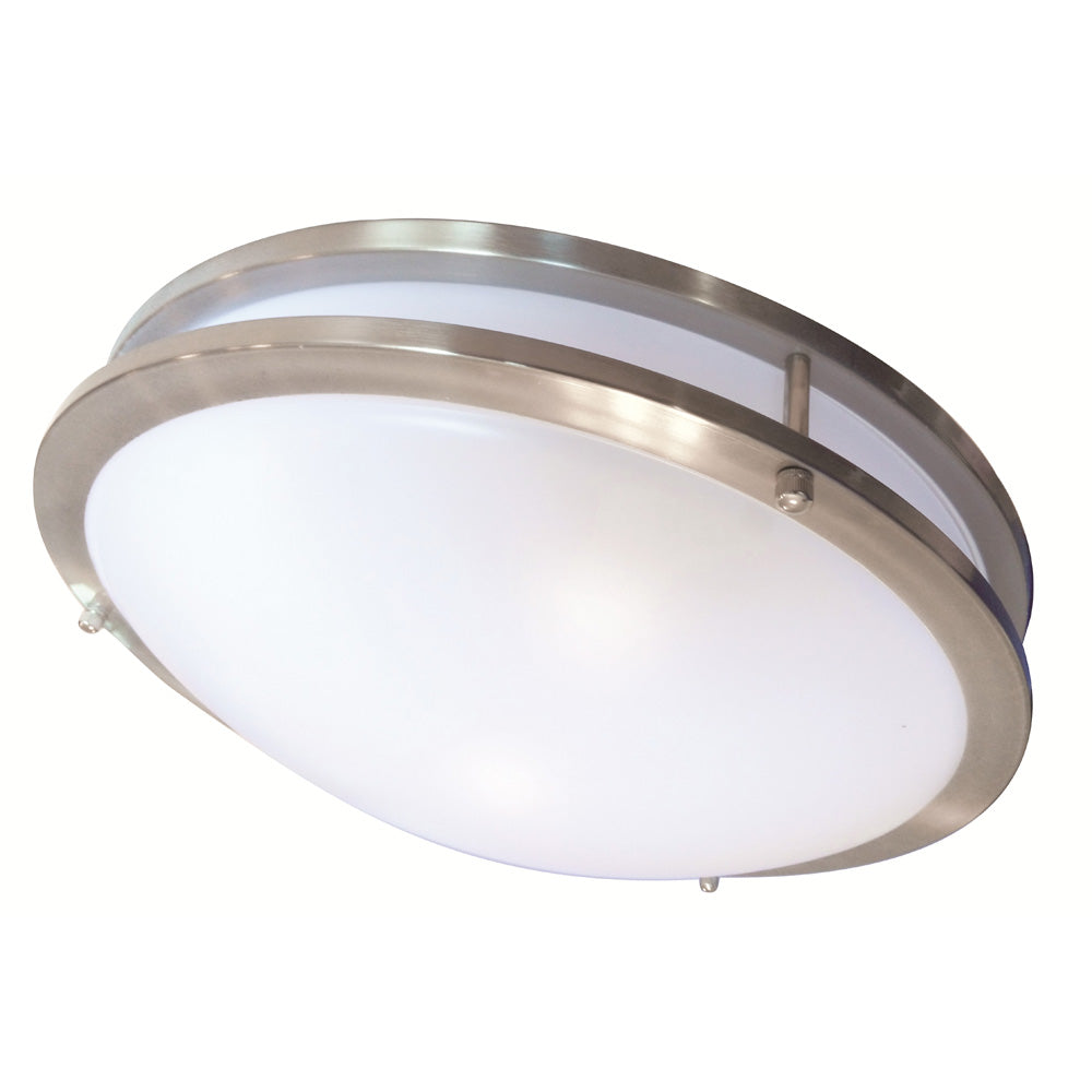 Luxrite 22W 14 in. LED Ceiling Fixture 4000k Chrome Finish Frosted Glass Dome