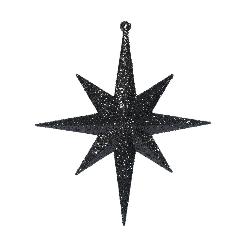 Vickerman 8 in. BLACK Glitter Star Christmas Ornament