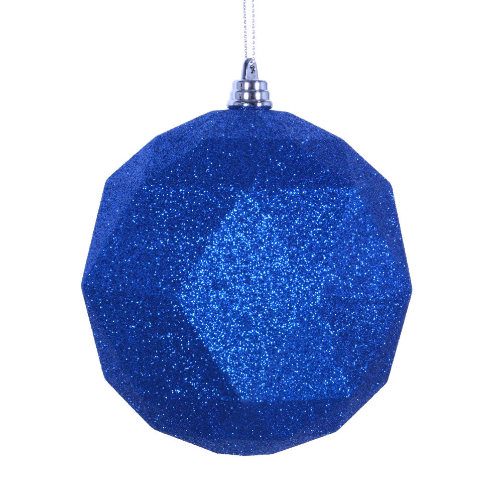Vickerman 4.75 in. Blue Geometric Glitter Ball Christmas Ornament