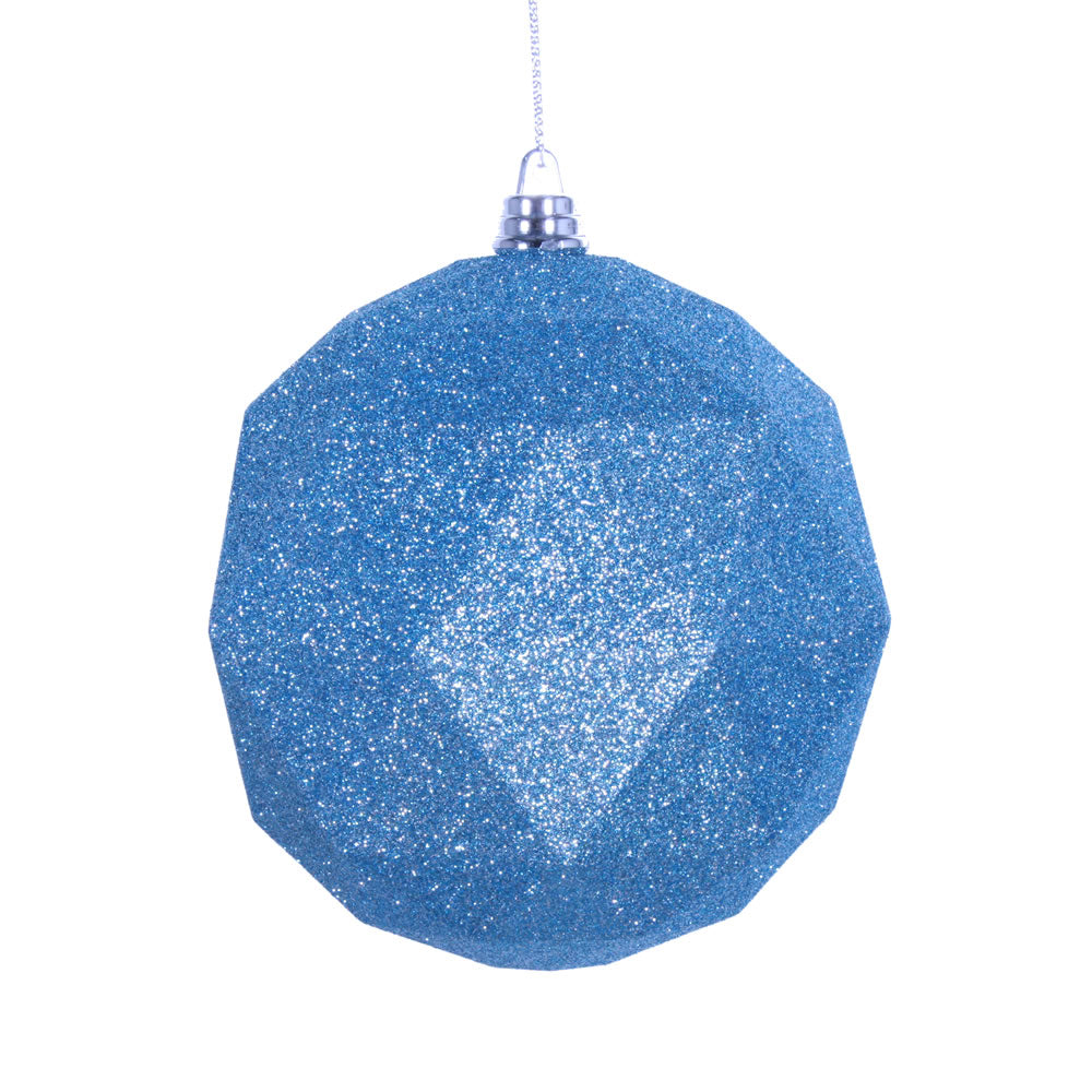Vickerman 8 in. Baby blue Geometric Glitter Ball Christmas Ornament