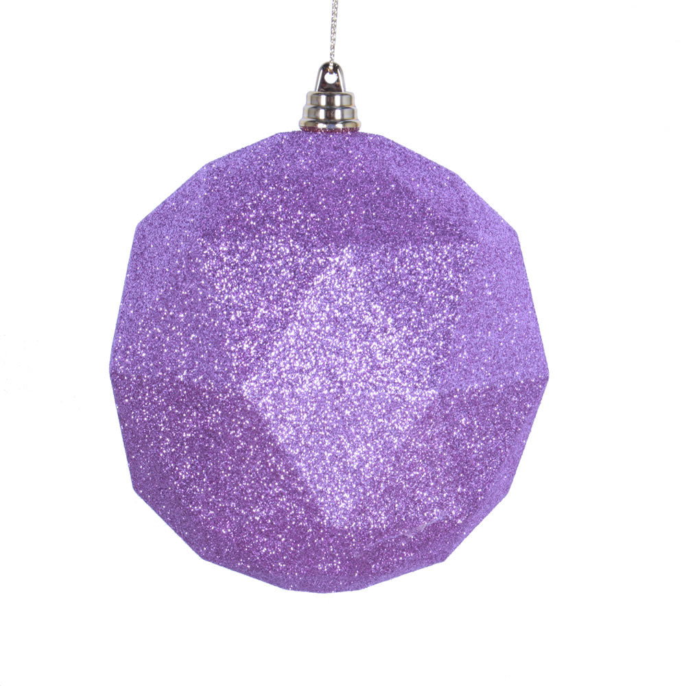 Vickerman 8 in. Orchid Geometric Glitter Ball Christmas Ornament