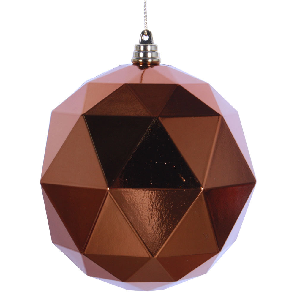Vickerman 8 in. Copper Shiny Geometric Ball Christmas Ornament