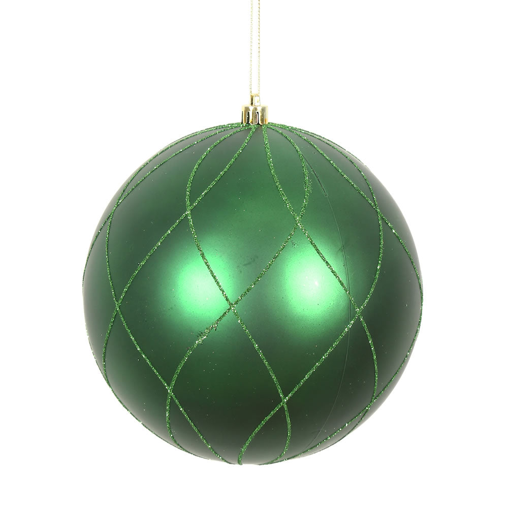 Vickerman 8 in. Emerald swirl Glitter Ball Christmas Ornament
