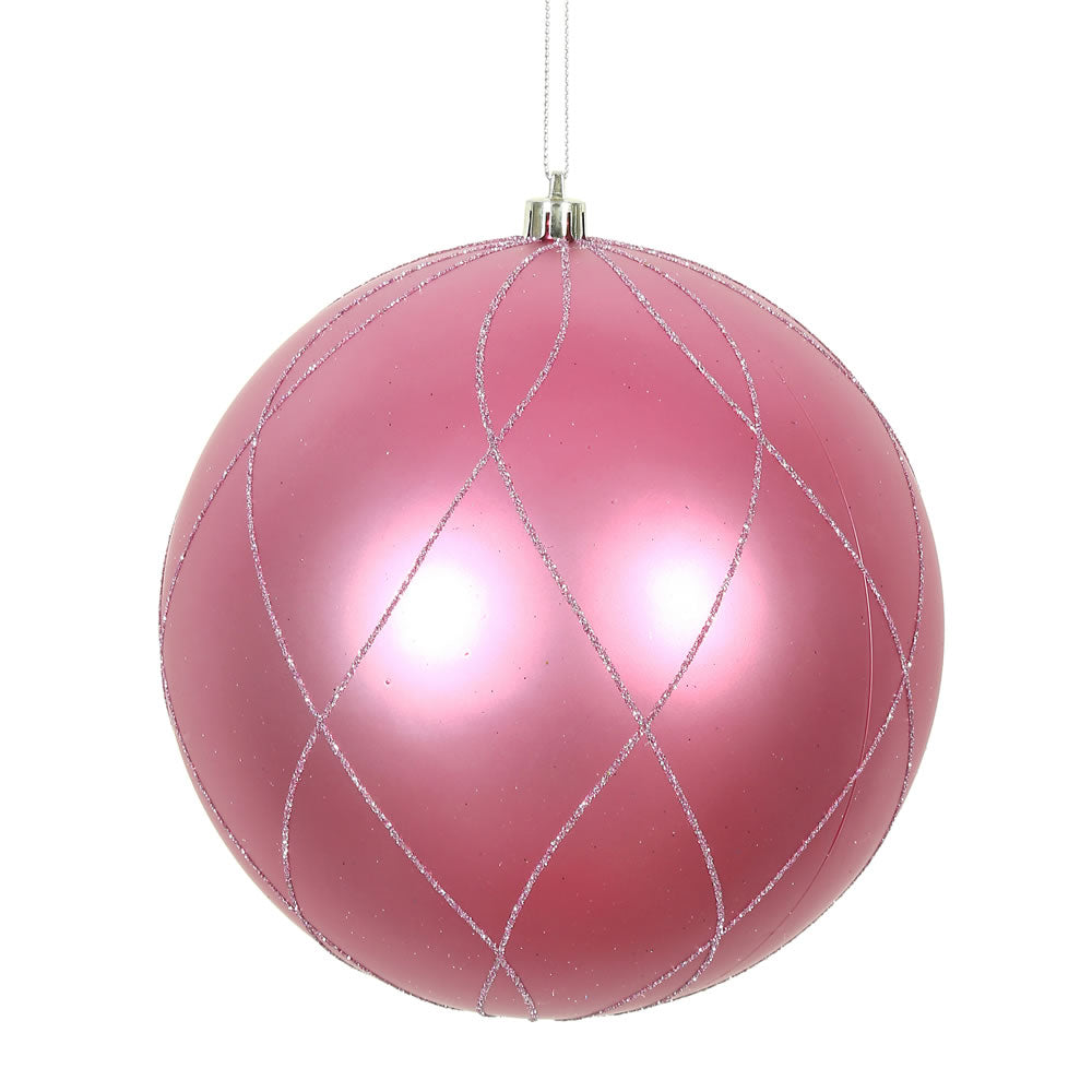 Vickerman 8 in. Mauve swirl Glitter Ball Christmas Ornament