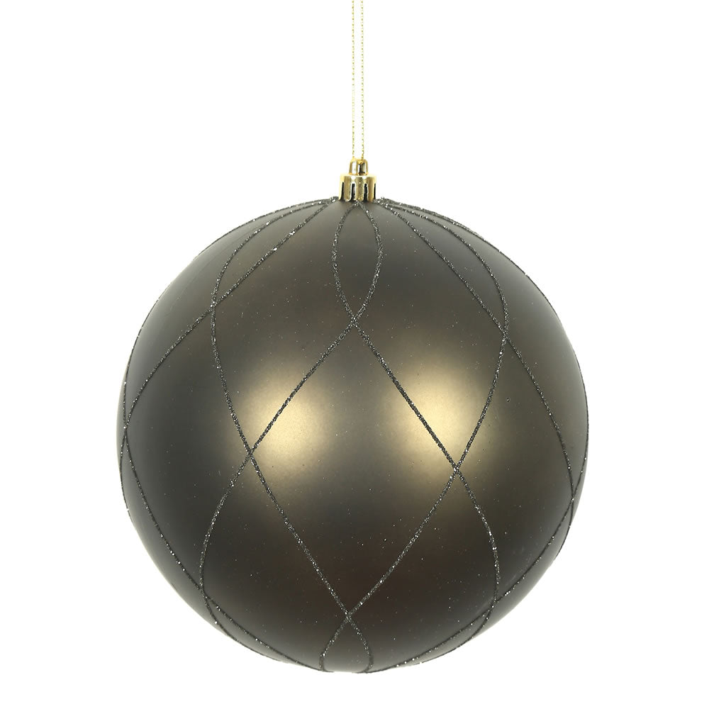 Vickerman 8 in. Gunmetal swirl Glitter Ball Christmas Ornament
