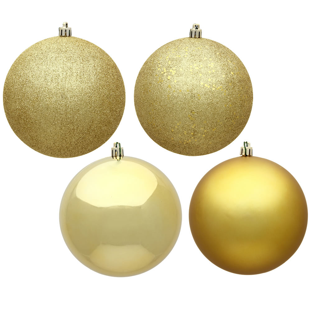 Vickerman 4.75 in. Gold Ball 4-Finish Asst Christmas Ornament