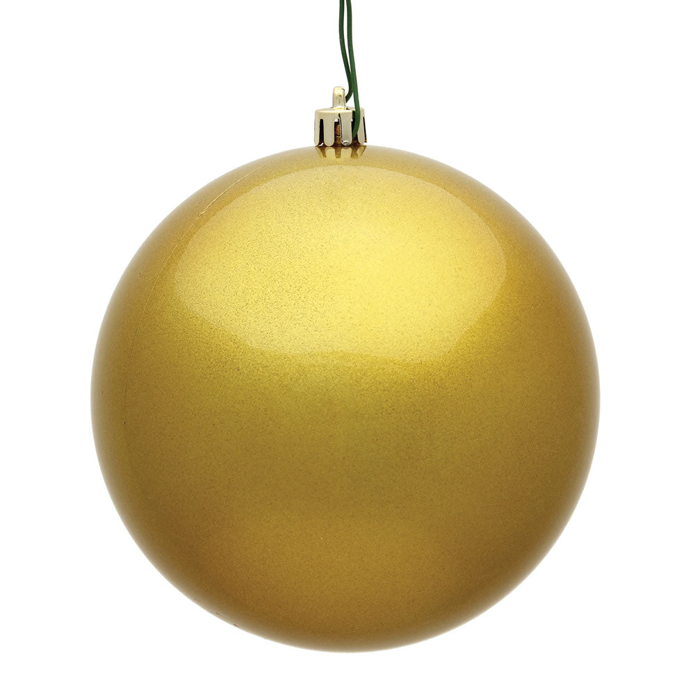 Vickerman 8 in. Gold Candy Ball Christmas Ornament