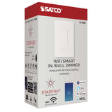 Wi-Fi Dimmer Wall Switch - White Finish - Satco Starfish Smart Technology - BulbAmerica