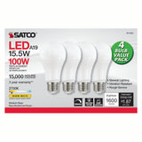 4Pk - Satco 15.5w 120v A19 LED E26 Medium Base 1600 Lumens 2700k Warm White