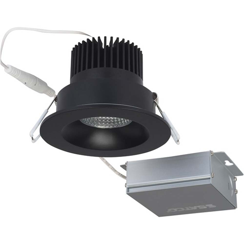 12 watt LED Direct Wire Downlight 3.5 inch 3000K 120 volt Dimmable Round Remote Driver Black