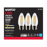 3Pk - Satco 4w B11 LED 3000K Medium Base Dimmable - 40w equiv_2