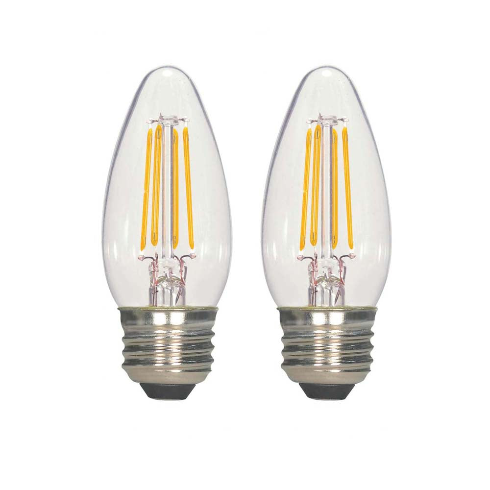 2Pk - Satco S21701 2.5w B11 LED Filament 2700k Warm White E26 Base Dimmable Bulb