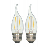 2Pk - Satco 2.5w 120v CA10 LED Filament 2700k Warm White E26 Base Dimmable Bulb