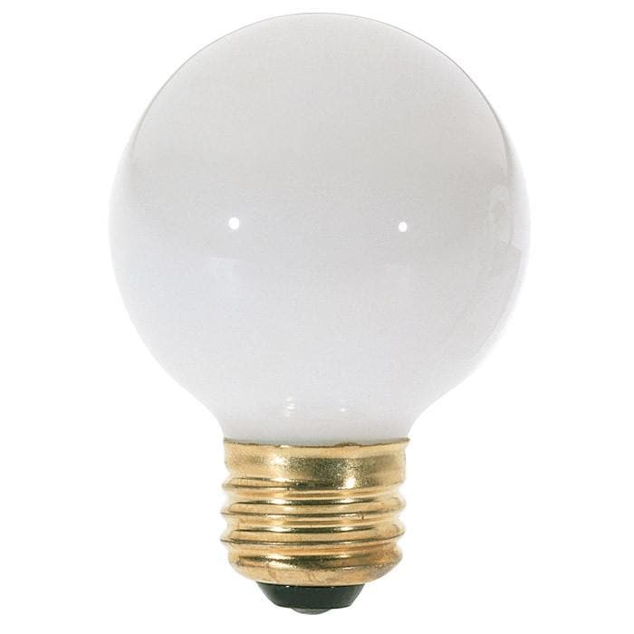 Satco S3829 60W 120V Globe G18.5 Gloss White E26 Base Incandescent light bulb