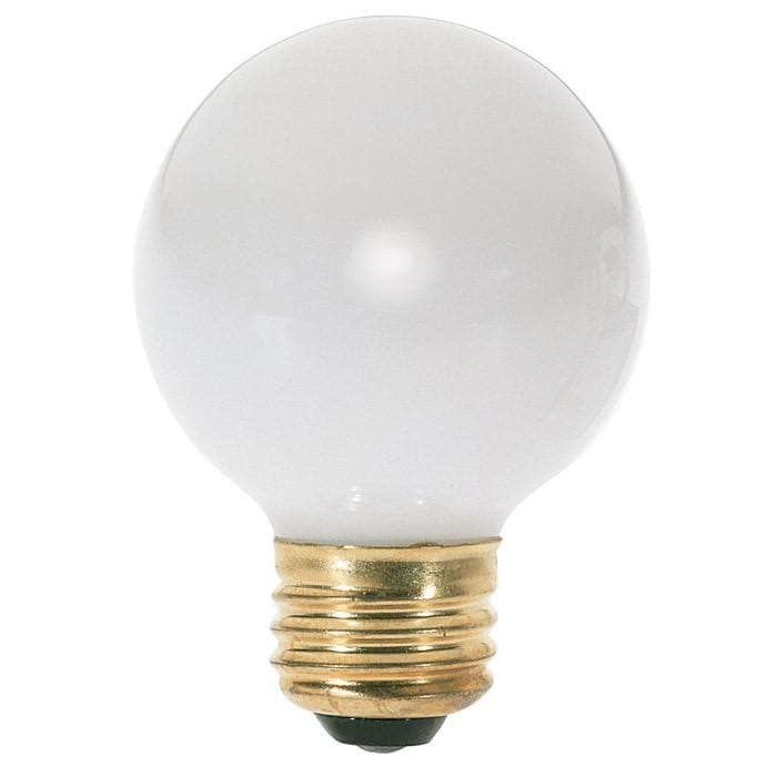 Satco S3843 60W 120V Globe G16.5 Gloss White E26 Base Incandescent bulb