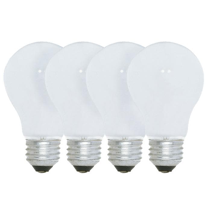 Satco S4013 100W 120V A19 White E26 Medium Base - 4 bulbs / pack