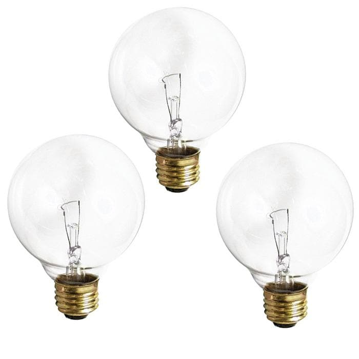 Satco S4049 60W 120V Globe G25 Clear E26 Base Incandescent lamp - 3 bulbs