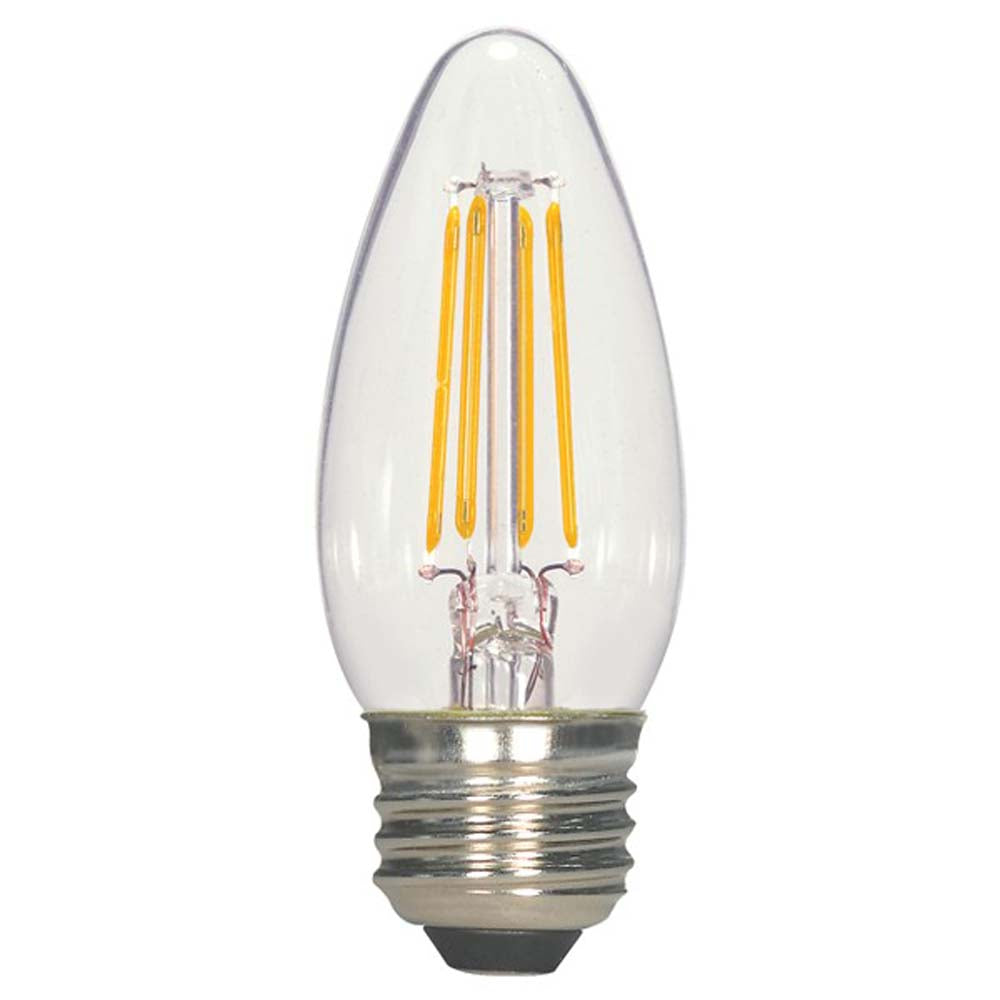 Satco 4.5w C11 LED Filament 470Lm 2700K Warm White Dimmable E26 Bulb - 40w Equiv