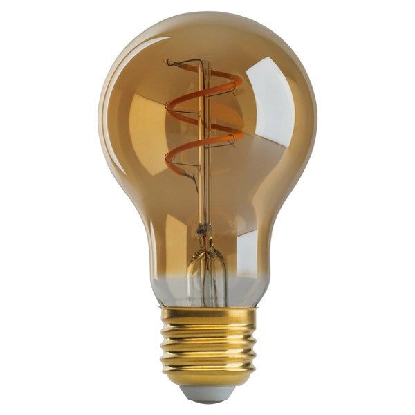 Satco Antique Spiral LED Filament 4w A19 2000k Dimmable E26 Amber Vintage Bulb