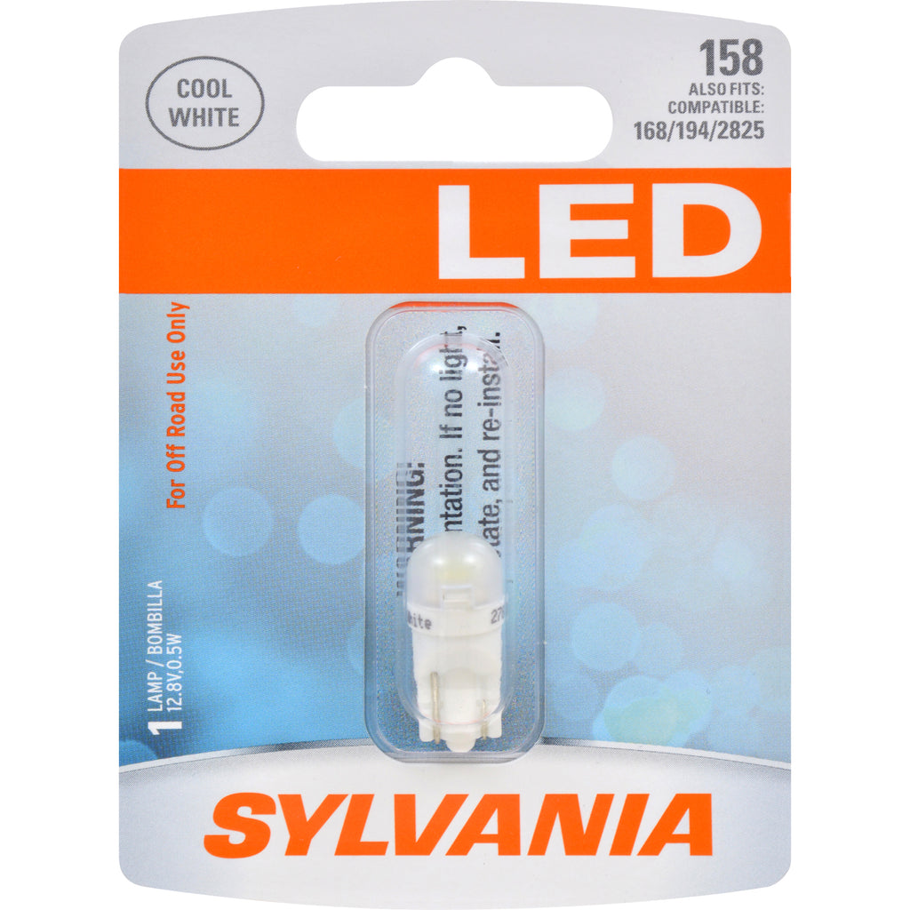 SYLVANIA LED 168 W5W Cool White Automotive Bulb - also fits 194 & 2825