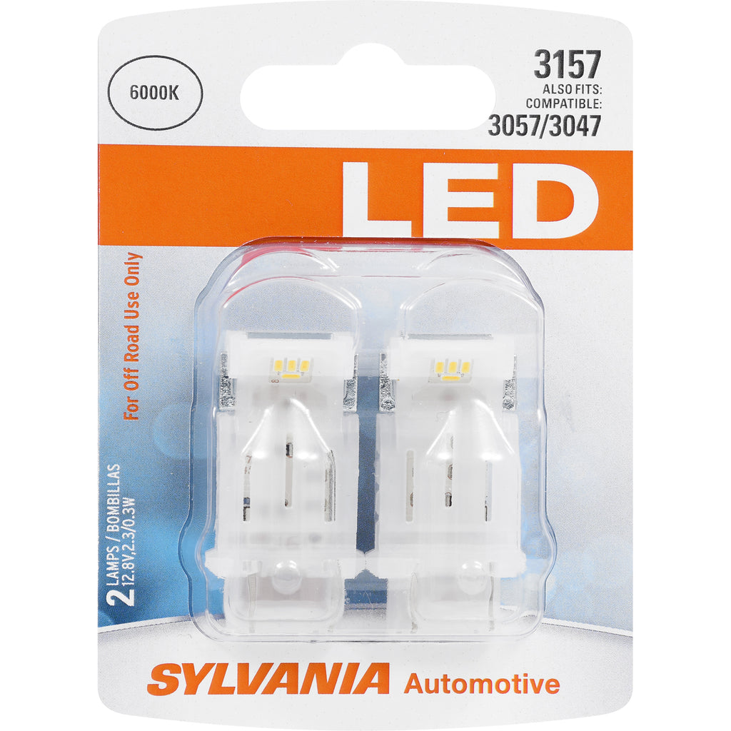 2-PK SYLVANIA 3057 White LED Automotive Bulb