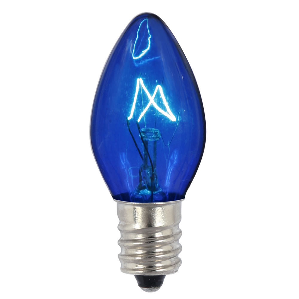 100PK - Vickerman C7 Transparent Blue 130V 5W Bulbs