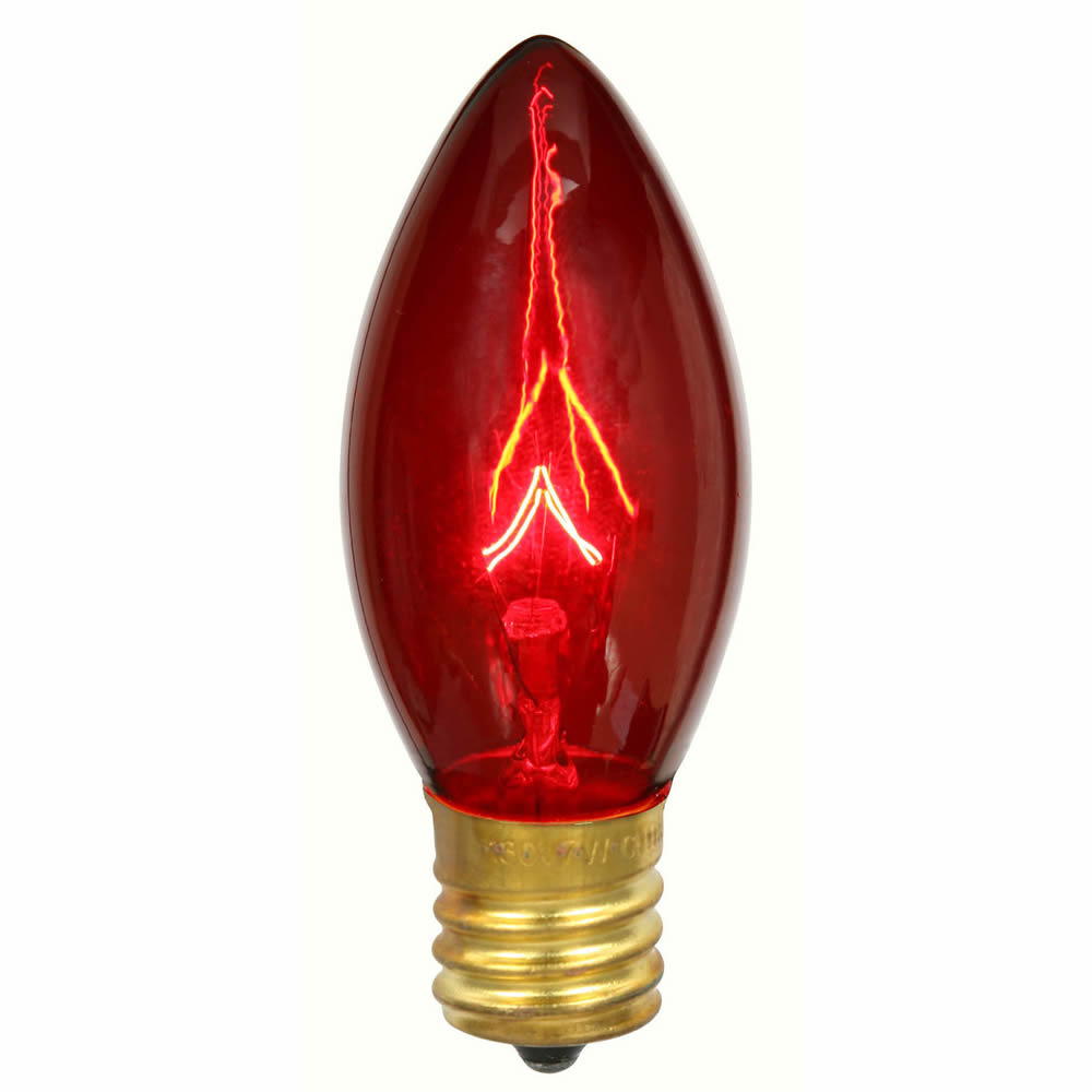 100PK - Vickerman C9 Transparent Red 7W 130V Bulb