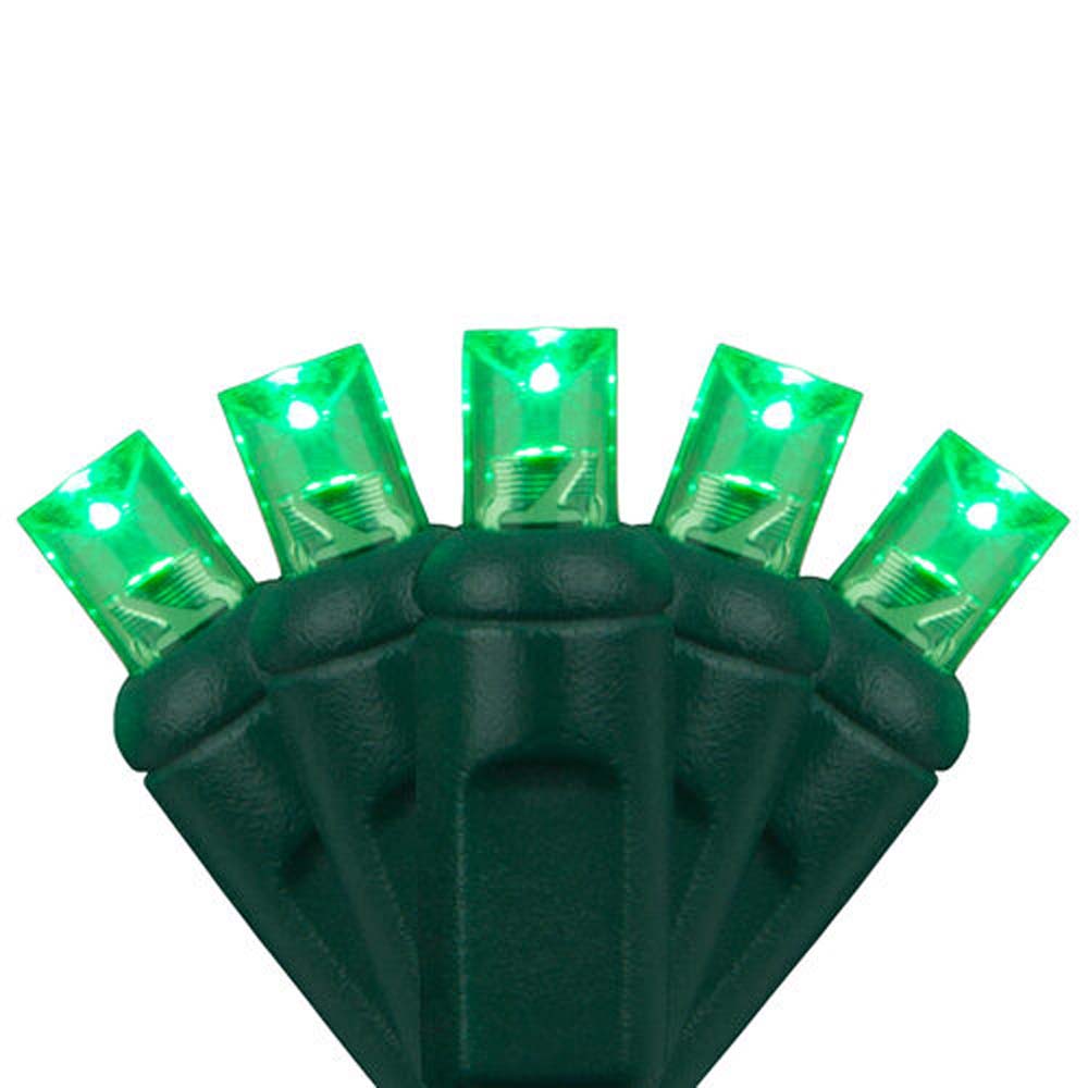 70 Green 5mm LED Christmas Lights, Green Wire, 4" Spacing