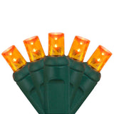 70 Amber/Orange 5mm LED Christmas Lights, Green Wire, 4" Spacing