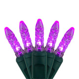 70 Purple M5 LED Lights, Green Wire, 4" Spacing