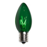 25 Bulbs - C9 Triple Dipped Transparent Green, 7 Watt lamp