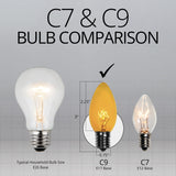 25 Bulbs - C9 Triple Dipped Transparent Yellow, 7 Watt lamp - BulbAmerica