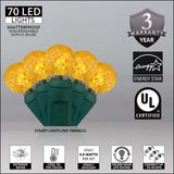 70 Gold G12 LED String Lights, Green Wire, 4" Spacing - BulbAmerica