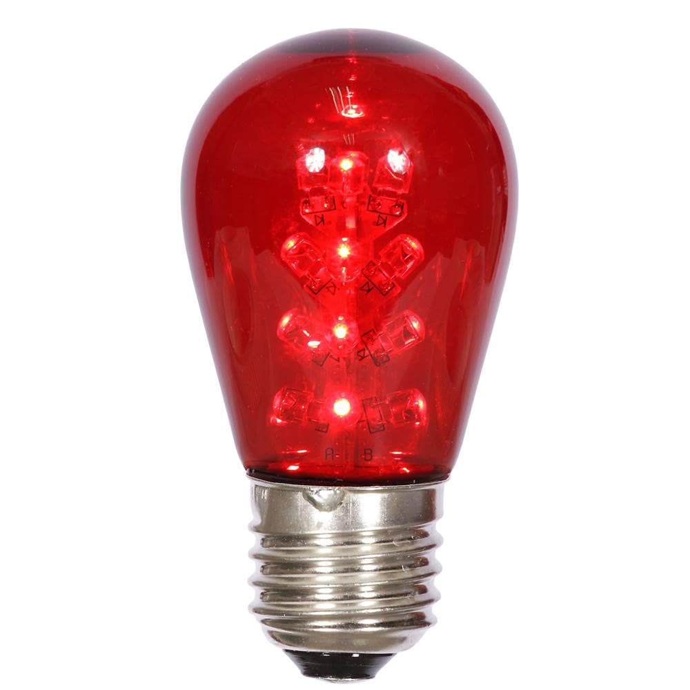 S14 LED Red Transp Bulb E26 Nk Base