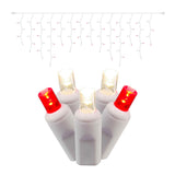 6PK - 9Ft. Icicle LED70Lt. Red, White Wide Angle Lights White Wire