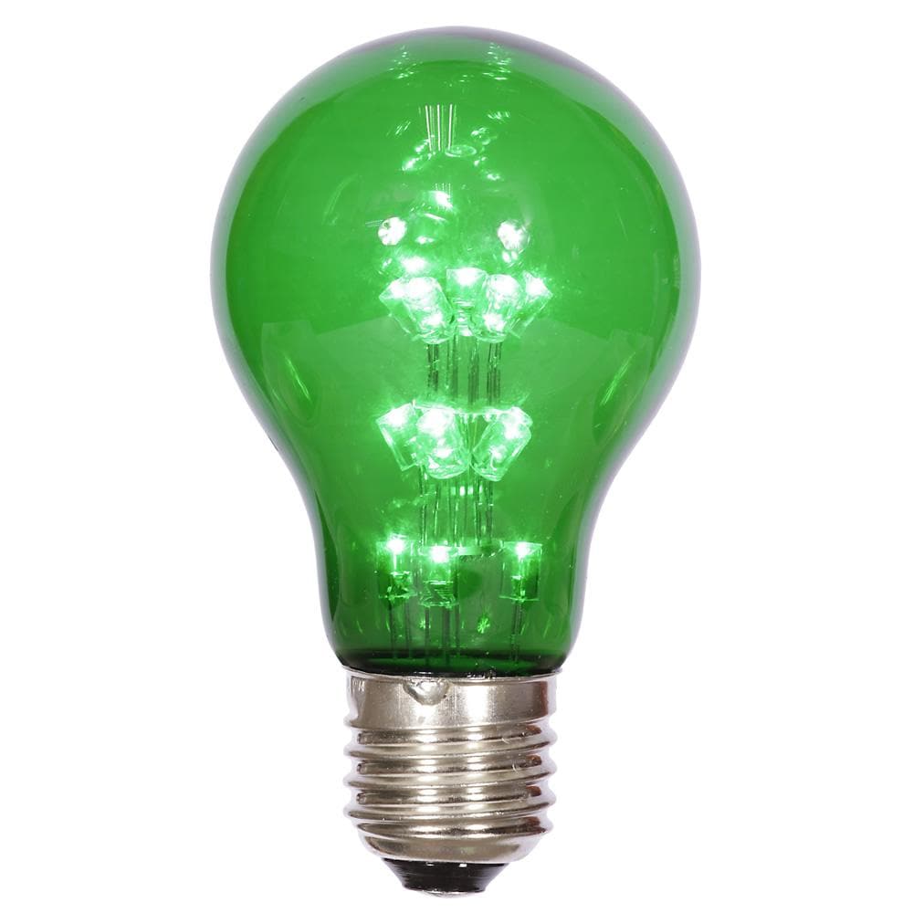 A19 LED Green Transp Bulb E26 Nk Base