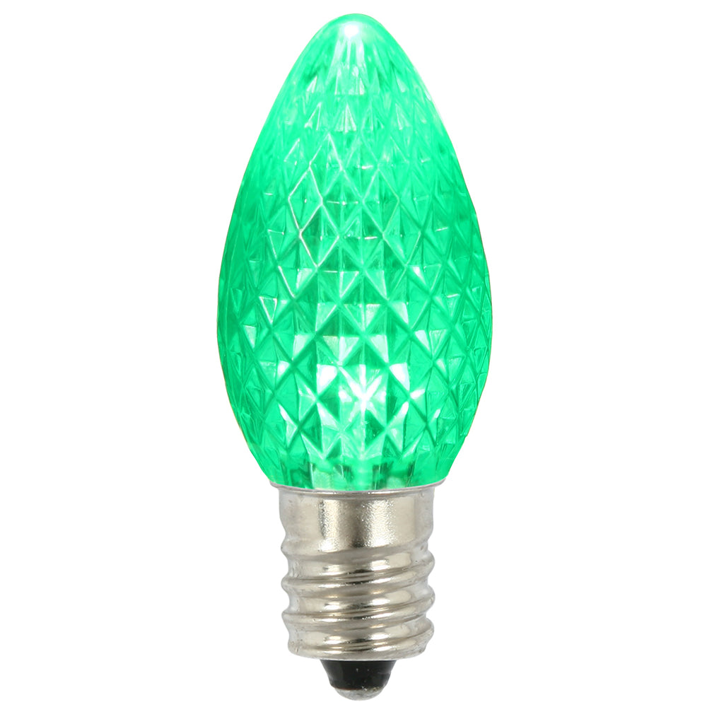 25PK - Vickerman C7 Faceted LED Green Bulb 0.96W