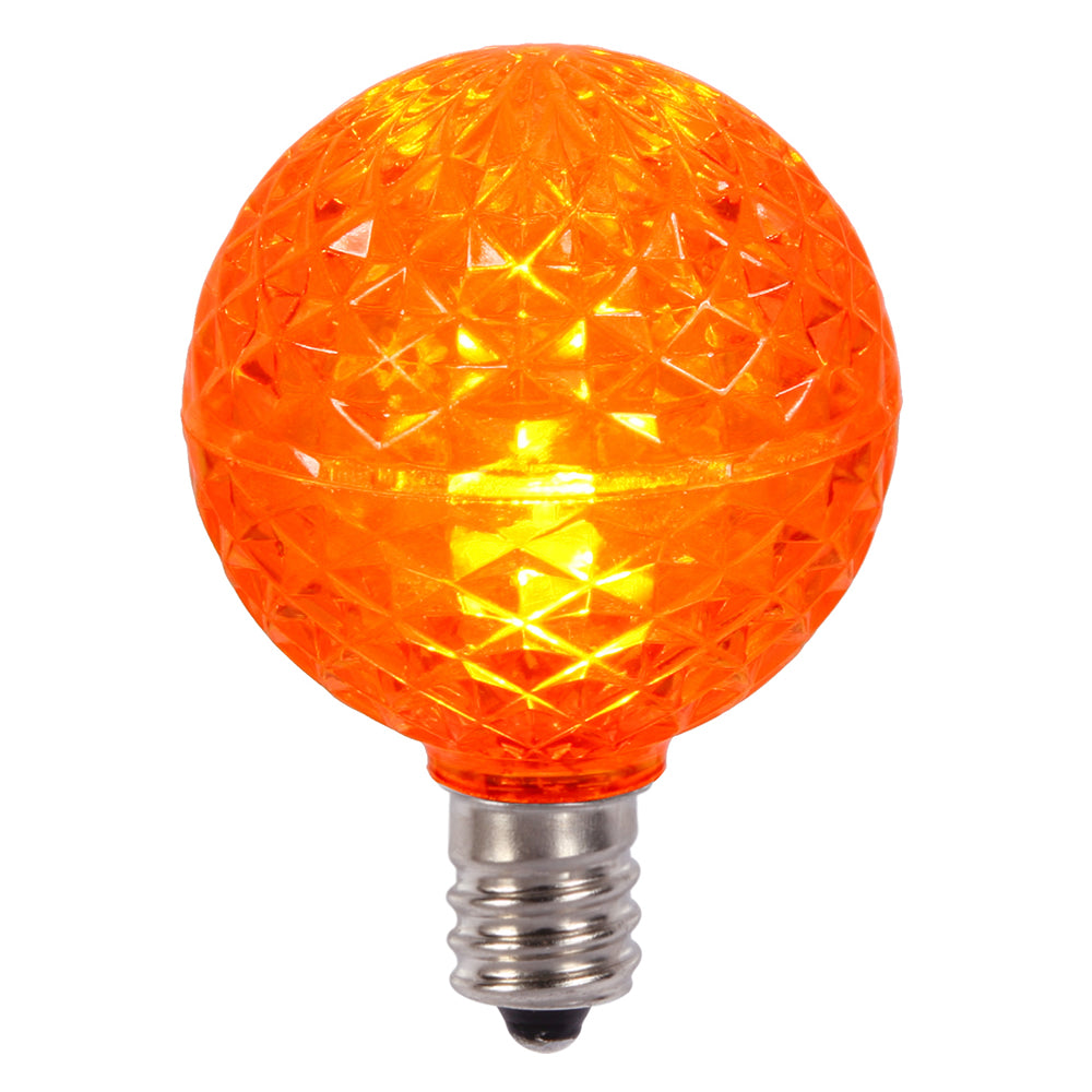 25 Pack - Vickerman G40 Faceted LED Orange Bulb E12 .38W
