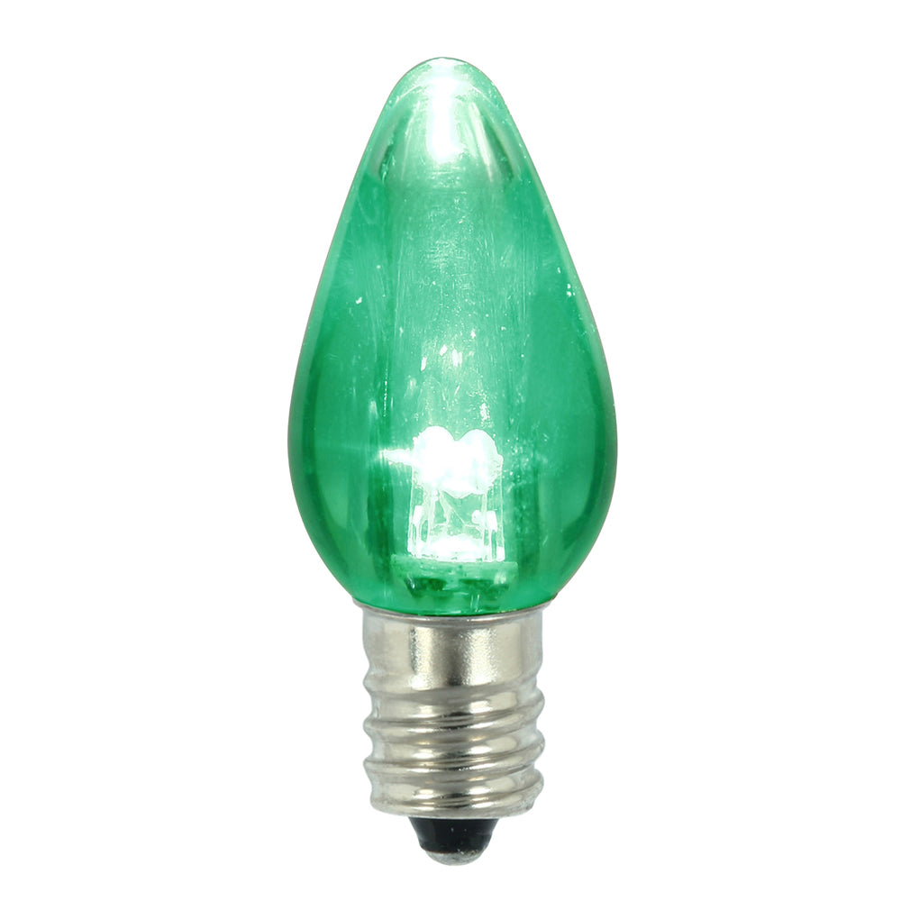 25PK - Vickerman C7 Transparent LED Green Bulb 0.96W 130V