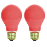 2PK - Sunlite 60w A19 120v E26 Medium Base Ceramic Red Colored Light Bulb